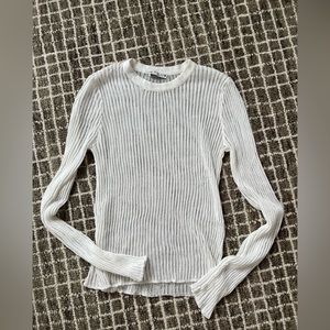 Zara white ribbed see through long sleeve top